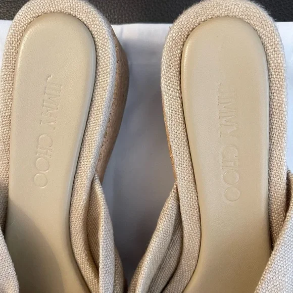 NEW JIMMY CHOO Avenue Crisscross Wedge Slide Sandals - Picture 10 of 12